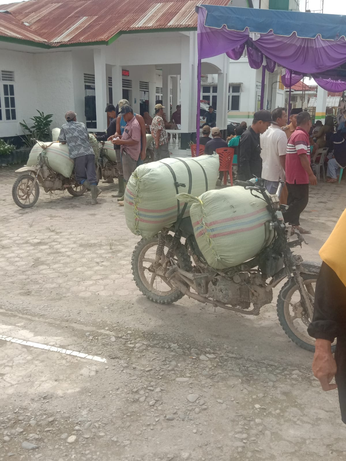 Penyerahan  bantuan Gabah kering giling(GKG ) oleh Dinas Ketahanan Pangan labura, kepda masyarakat desa Sei.sentang sebanyak 63  Orang.