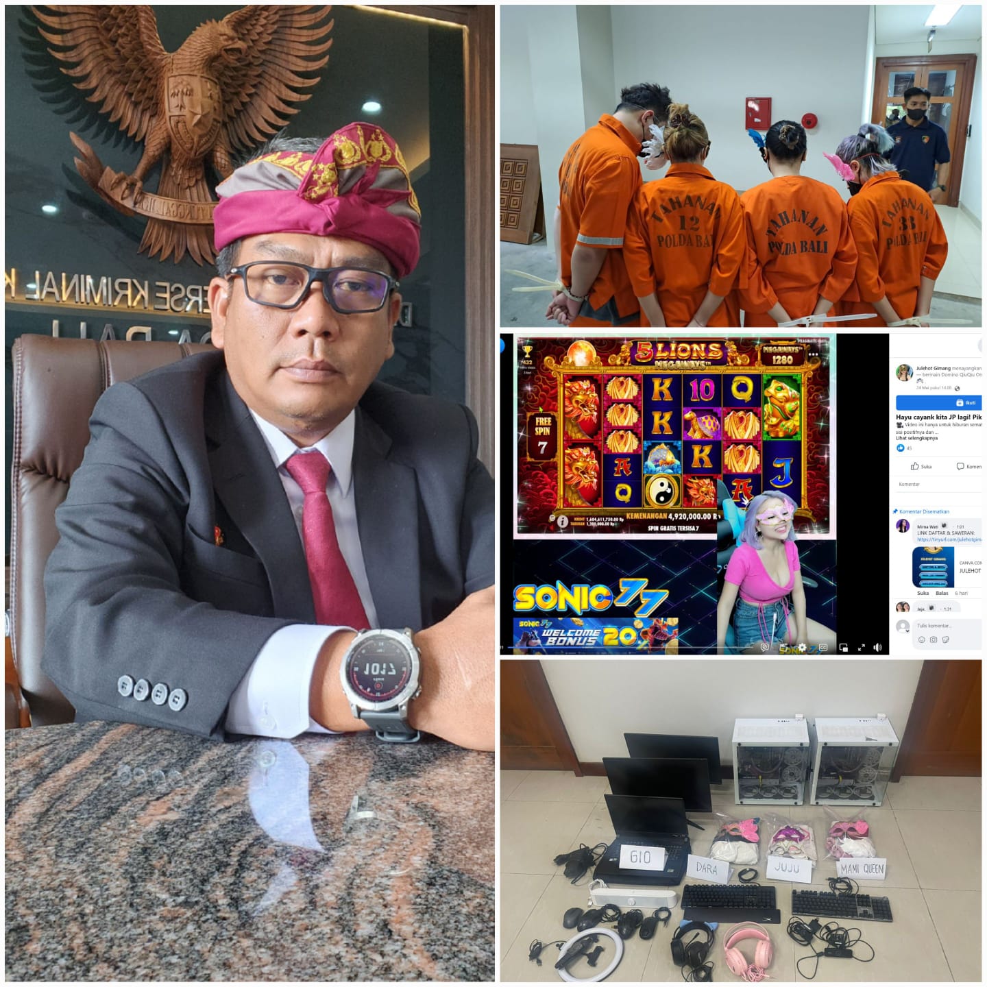 4 Orang Diringkus Polda Bali Gegara Promosikan Judi Online Lewat Live Streaming